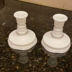 Hobnail milk glass candle sticks!